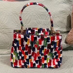 Vera Pelle Made in Italy Genuine Leather Multicolor Abstract Mini Satchel (NWOT)